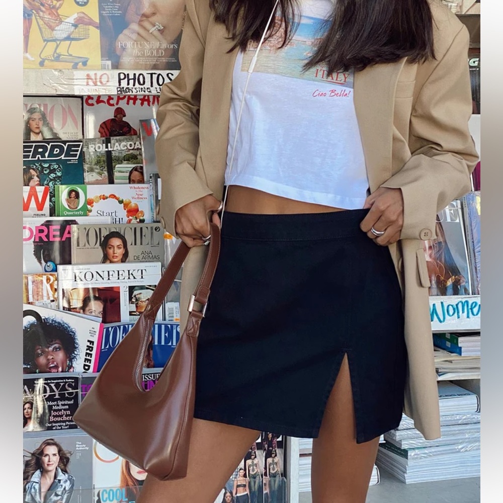 Princess Polly Lola Denim Mini Skirt Black